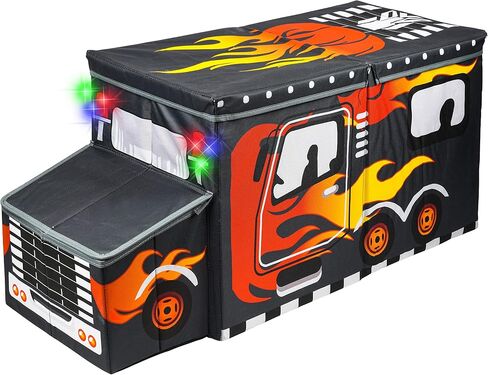 KAP Large Toy Box for boys with flip Lid & Lights up, Foldable Sturdy Toy Storage Organizer Decorative Bins Baskets for Kids, Nursery, Closet, Bedroom, Playroom, 34.8" L x 13" W x 15.7" H in Saudi Arabia