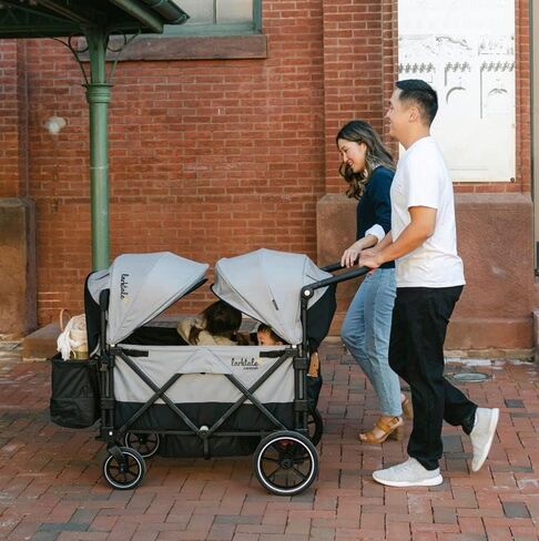 Larktale Caravan - 200 lbs. Capacity, Double Seater Collapsible Wagon, All-Terrain Stroller Wagon for Kids and Babies - 2023 Version - Byron Black in Saudi Arabia