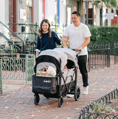 Larktale Caravan - 200 lbs. Capacity, Double Seater Collapsible Wagon, All-Terrain Stroller Wagon for Kids and Babies - 2023 Version - Byron Black in Saudi Arabia