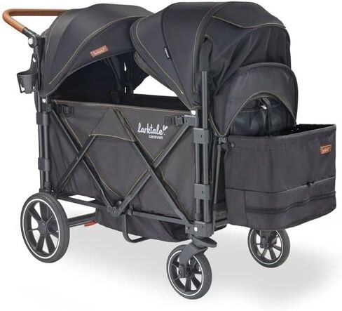 Larktale Caravan - 200 lbs. Capacity, Double Seater Collapsible Wagon, All-Terrain Stroller Wagon for Kids and Babies - 2023 Version - Byron Black in Saudi Arabia