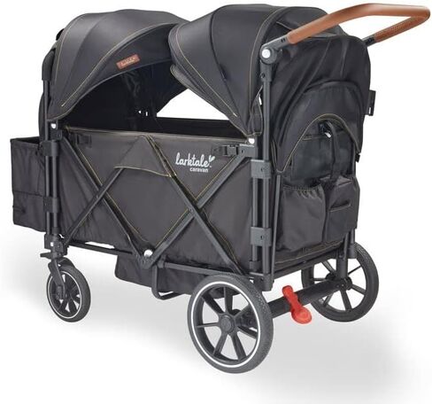 Larktale Caravan - 200 lbs. Capacity, Double Seater Collapsible Wagon, All-Terrain Stroller Wagon for Kids and Babies - 2023 Version - Byron Black in Saudi Arabia