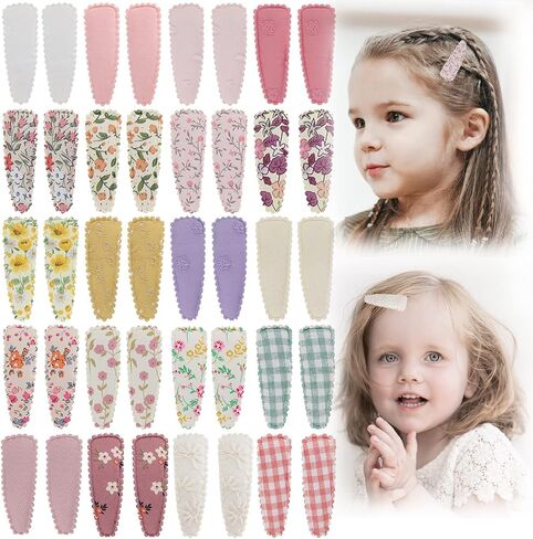 40pcs Toddler Hair Clips Floral Print Snap Hair Clips Baby Girls Barrettes Hair Accessories for Toddler Girls Kids in Saudi Arabia