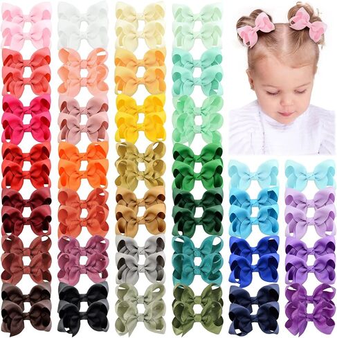 58pcs 3 Inches Grosgrain Ribbon Pinwheel Hair Bows Alligator Clips Hair Barrettes Accessories for Baby Girls Kids Toddlers Teens 29 Colors in Pairs in Saudi Arabia
