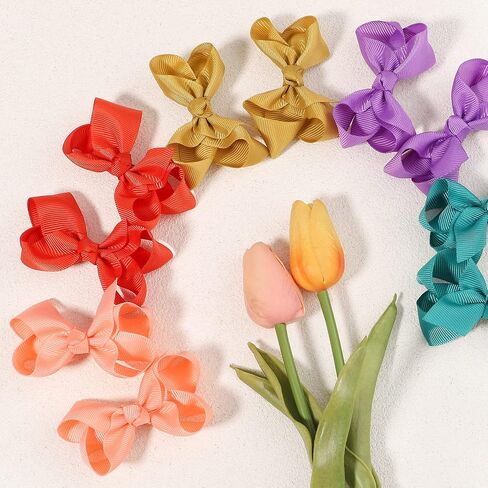 58pcs 3 Inches Grosgrain Ribbon Pinwheel Hair Bows Alligator Clips Hair Barrettes Accessories for Baby Girls Kids Toddlers Teens 29 Colors in Pairs in Saudi Arabia