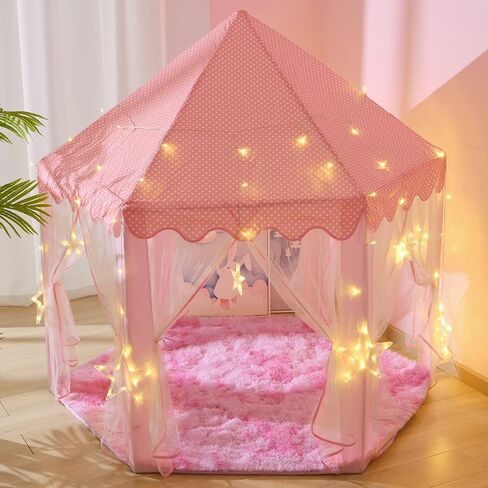 ST. BRIDGE Soft Fluffy Hexagon Rugs for Princess Tent Kids Play Castle, Cute Pink Washable Rug for Baby Nursery Kids Room Decor, Non-Slip Shag Carpet for Girls Bedroom Playroom,Diameter 4.6 ft in Saudi Arabia