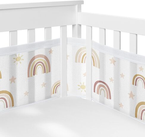 Sweet Jojo Designs + BreathableBaby Boho Rainbow Girl Breathable Mesh Crib Liner Anti-Bumper Baby and Infant - Blush Pink Yellow Tan Bohemian Modern Neutral Vintage Dusty Rose Mauve Taupe Stars Sun in Saudi Arabia