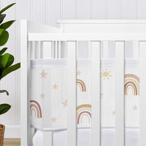 Sweet Jojo Designs + BreathableBaby Boho Rainbow Girl Breathable Mesh Crib Liner Anti-Bumper Baby and Infant - Blush Pink Yellow Tan Bohemian Modern Neutral Vintage Dusty Rose Mauve Taupe Stars Sun in Saudi Arabia