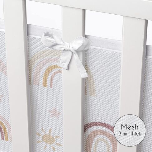 Sweet Jojo Designs + BreathableBaby Boho Rainbow Girl Breathable Mesh Crib Liner Anti-Bumper Baby and Infant - Blush Pink Yellow Tan Bohemian Modern Neutral Vintage Dusty Rose Mauve Taupe Stars Sun in Saudi Arabia