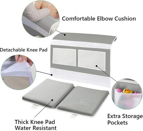 Bath Kneeler with Elbow Rest Bathtub 1.5" Thick Kneeler Mat with Toy Organizer - Bath Kneeling Pad for Baby Bath Time - Detachable and Foldable Child Bath Tub Pad for Parents- Blue in Saudi Arabia