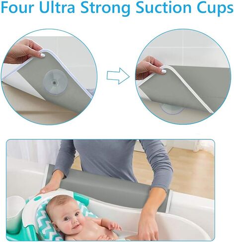Bath Kneeler with Elbow Rest Bathtub 1.5" Thick Kneeler Mat with Toy Organizer - Bath Kneeling Pad for Baby Bath Time - Detachable and Foldable Child Bath Tub Pad for Parents- Blue in Saudi Arabia
