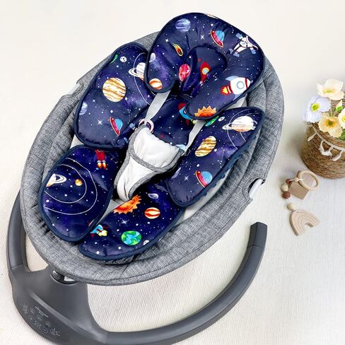 Infant Car Seat Insert with 2 Strap Pads, Super Soft Carseat Head and Body Support for Baby Boys and Girls, Reversible Newborn Car Seat Insert Cushion for Strollers, Bouncers, Swing, Simple flowers in Saudi Arabia