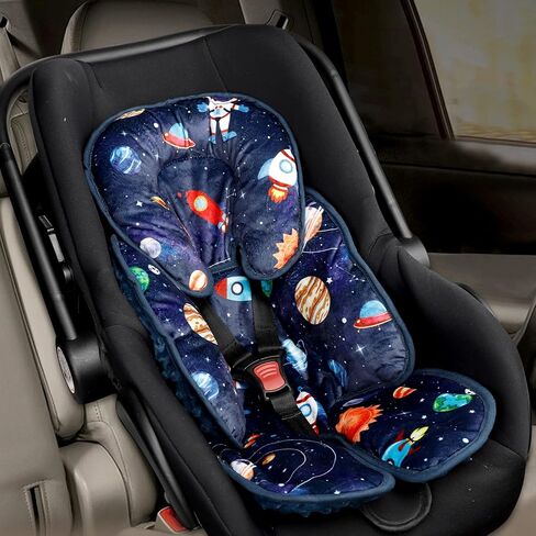 Infant Car Seat Insert with 2 Strap Pads, Super Soft Carseat Head and Body Support for Baby Boys and Girls, Reversible Newborn Car Seat Insert Cushion for Strollers, Bouncers, Swing, Simple flowers in Saudi Arabia