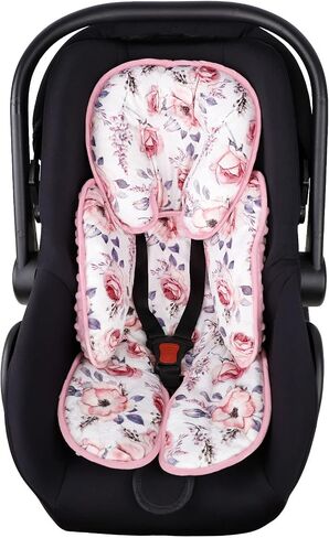 Infant Car Seat Insert with 2 Strap Pads, Super Soft Carseat Head and Body Support for Baby Boys and Girls, Reversible Newborn Car Seat Insert Cushion for Strollers, Bouncers, Swing, Simple flowers in Saudi Arabia