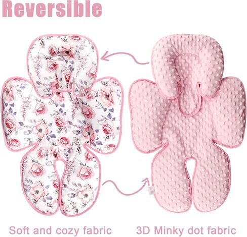 Infant Car Seat Insert with 2 Strap Pads, Super Soft Carseat Head and Body Support for Baby Boys and Girls, Reversible Newborn Car Seat Insert Cushion for Strollers, Bouncers, Swing, Simple flowers in Saudi Arabia