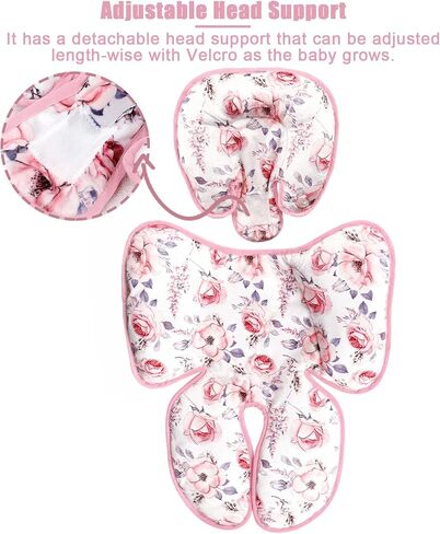 Infant Car Seat Insert with 2 Strap Pads, Super Soft Carseat Head and Body Support for Baby Boys and Girls, Reversible Newborn Car Seat Insert Cushion for Strollers, Bouncers, Swing, Simple flowers in Saudi Arabia