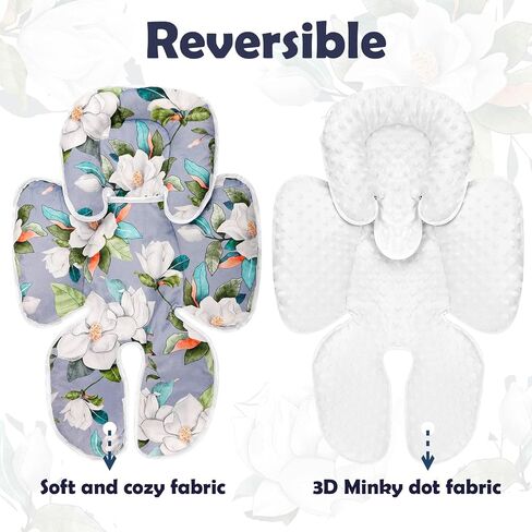 Infant Car Seat Insert with 2 Strap Pads, Super Soft Carseat Head and Body Support for Baby Boys and Girls, Reversible Newborn Car Seat Insert Cushion for Strollers, Bouncers, Swing, Simple flowers in Saudi Arabia
