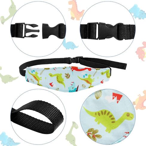 HESTYA 2 Pieces Baby Carseat Head Support Band Strap Headrest Stroller Seat Sleeping Headrest Neck Relief Head Strap Headband for Kids Children Toddler Infant(Dinosaur and Dolphin) in Saudi Arabia