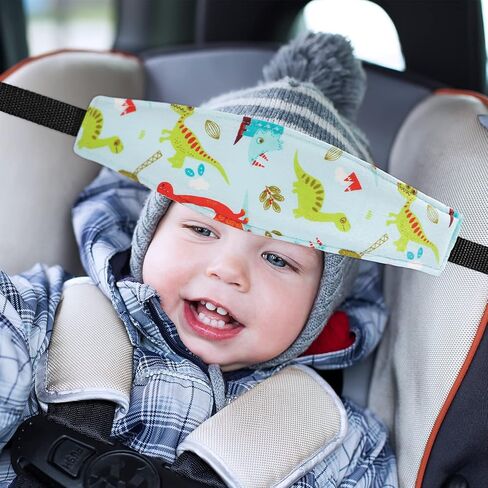 HESTYA 2 Pieces Baby Carseat Head Support Band Strap Headrest Stroller Seat Sleeping Headrest Neck Relief Head Strap Headband for Kids Children Toddler Infant(Dinosaur and Dolphin) in Saudi Arabia