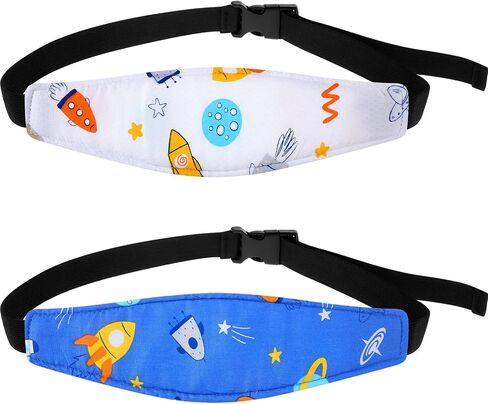 HESTYA 2 Pieces Baby Carseat Head Support Band Strap Headrest Stroller Seat Sleeping Headrest Neck Relief Head Strap Headband for Kids Children Toddler Infant(Dinosaur and Dolphin) in Saudi Arabia