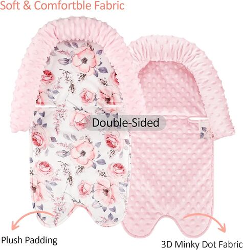 SWESEN Infant Car Seat Insert & Strap Covers, Car Seat Head Support for Baby Girls Boys, 2 in 1 Soft Plush Car Seat Insert for Newborns, for Infants Aged 0-12 (Simple Floral) in Saudi Arabia