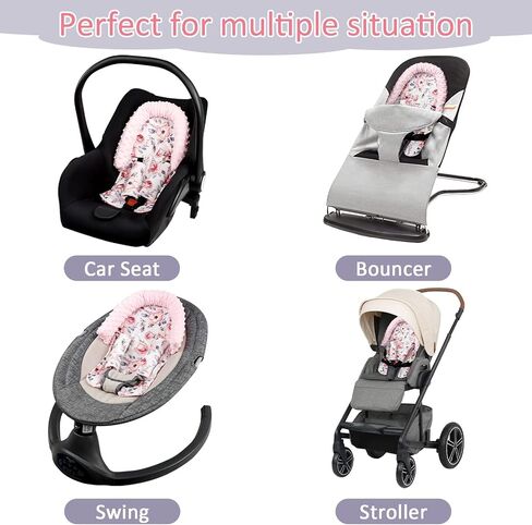 SWESEN Infant Car Seat Insert & Strap Covers, Car Seat Head Support for Baby Girls Boys, 2 in 1 Soft Plush Car Seat Insert for Newborns, for Infants Aged 0-12 (Simple Floral) in Saudi Arabia