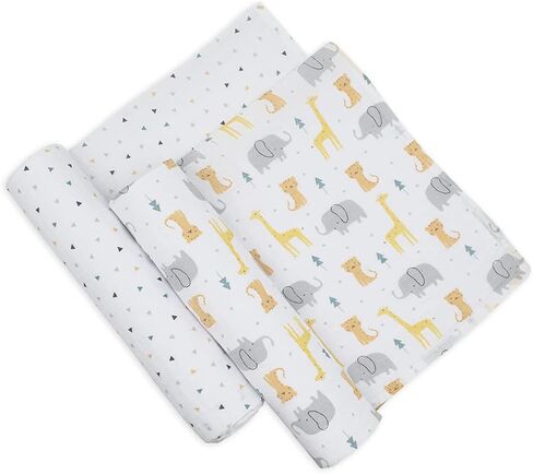 Living Textiles 100% Cotton Muslin 2-pack swaddle blankets - Animal Parade | Ultra Soft, Lightweight, and Versatile Swaddle and Receiving Blanket | Baby Essentials | Baby Gift Ideas in Kuwait