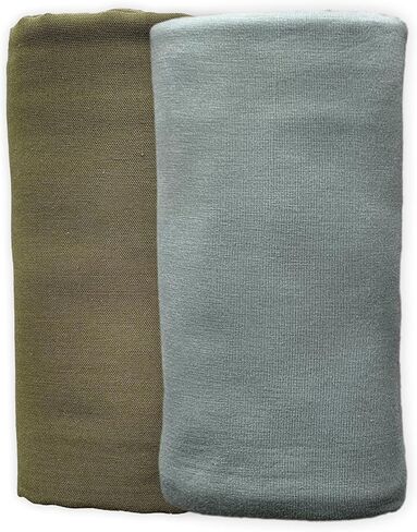Leyl&Ari Swaddle Blanket Set, 2 Pack Organic Muslin and Stretchy Knit Bamboo Swaddler Wrap Wrap for Infant & Newborn, Gender Neutral Baby Essential Accessories (Sage/Moss) in Kuwait
