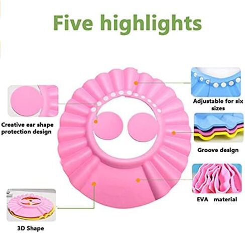 Shower Cap Bathing Cap | with Earshield Soft Adjustable Visor Hat Safe Shampoo Shower Bathing Protection Bath Cap for Elderly, Pregnant and the Disable Patient (BLUE) in Saudi Arabia