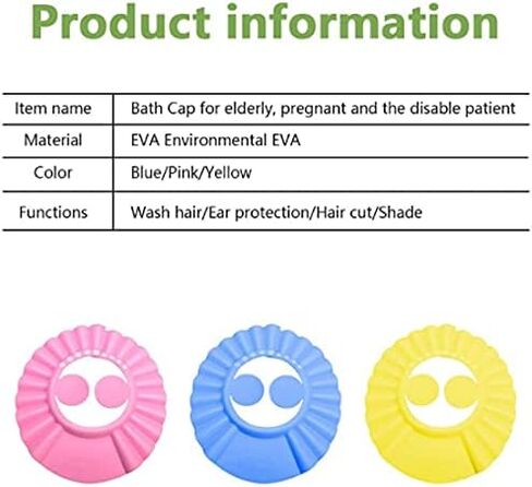 Shower Cap Bathing Cap | with Earshield Soft Adjustable Visor Hat Safe Shampoo Shower Bathing Protection Bath Cap for Elderly, Pregnant and the Disable Patient (BLUE) in Saudi Arabia