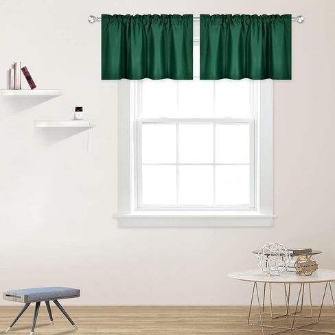 Aqua Valances for Kitchen Windows Rod Pocket Blackout Thermal Insulated Window Treatment Valances 1 Panel 42 by 18 Inch in Saudi Arabia
