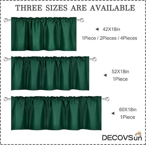 Aqua Valances for Kitchen Windows Rod Pocket Blackout Thermal Insulated Window Treatment Valances 1 Panel 42 by 18 Inch in Saudi Arabia