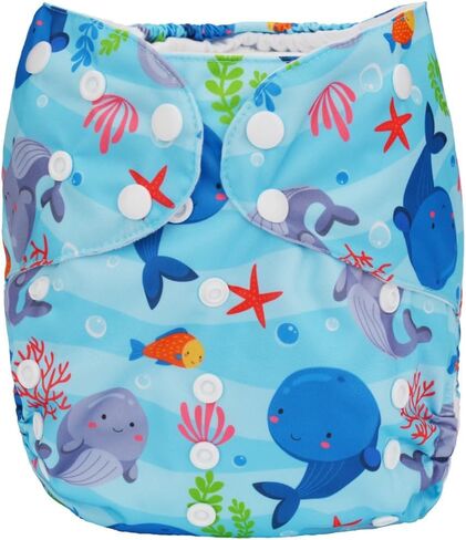 2 to 7 Years Old Cloth Diaper,Nappy,Pocket Reusable Washable,Baby Kids Toddler (Baby Whales) in Kuwait