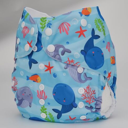 2 to 7 Years Old Cloth Diaper,Nappy,Pocket Reusable Washable,Baby Kids Toddler (Baby Whales) in Kuwait