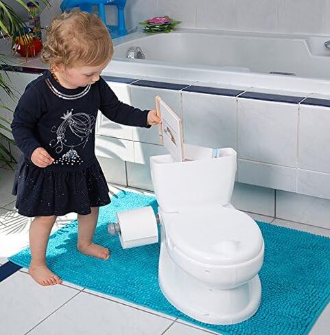 Potty Training Toilet Seat | Toddler Potty Training with Comfy Seat Cover, Tank Storage & Paper Roll Holder | Easy to Empty and Clean | Soft & Comfortable Potty Trainer for Boys & Girls (Blue) in Saudi Arabia