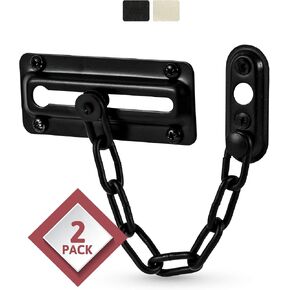 Jack N'Drill 2 Pack Door Chain Lock, Exclusive Chain Door Lock with Extended Chain Length, 100% Child Proof Safety, Heavy Duty Chain Locks for Inside Door and Extra Front Door Lock (Black) in Saudi Arabia