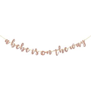 Halodete A Bebe is on the Way Banner, Pregnancy Announcement, Baby Shower, French Welcome Baby Party Decorations Rose Gold Glitter in Kuwait