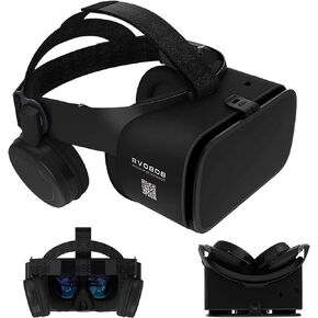 3D Virtual Reality Headset, 3D VR Goggle w/Remote for IMAX Movie Video Game, VR Set w/Bluetooth Headphone[Newest] for iOS iPhone 13 12 11 Pro XS XR X, Android Samsung Galaxy S10 S9 S8 S7 Edge, White in Kuwait