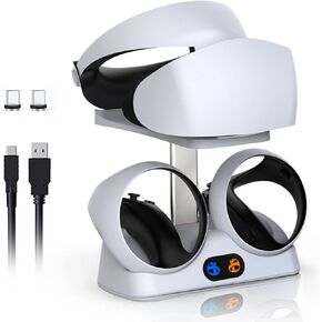 Charging Station for PS VR2 Sense Controllers with Headset Holder, Nargos Virtual Reality Charger Stand Dock PSVR2 Headset Display Accessories in Saudi Arabia