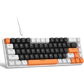 MageGee Portable 60% Mechanical Gaming Keyboard, MK-Box LED Backlit Compact 68 Keys Mini Wired Office Keyboard with Blue Switch for Windows Laptop PC Mac - Black/White