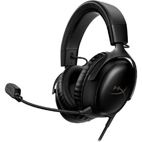 HyperX Cloud III – سماعة رأس سلكية للألعاب، الكمبيوتر الشخصي، PS5، Xbox Series X|S، محركات بزاوية 53 مم، DTS، رغوة الذاكرة، إطار متين، ميكروفون فائق الوضوح 10 مم، USB-C، USB-A، 3.5 مم – أسود