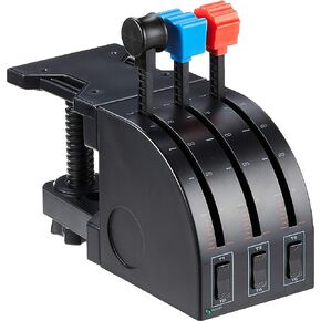 Logitech G Saitek PRO Flight Throttle Quadrant، أذرع محور المحاكاة الاحترافية، شاشة LCD، 3x مفاتيح متأرجحة ثنائية الاتجاه، دعامة قابلة للتعديل، USB، كمبيوتر شخصي - أسود