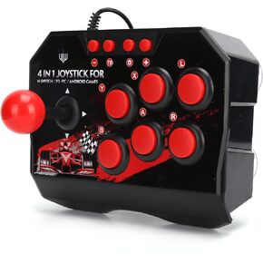 Arcade Fight Stick Universal for Switch, PC, PS3, Ergonomic Design, Black and Red Color Combination, Sturdy Shell, Arcade Game Accessories for All Types of Games in Kuwait