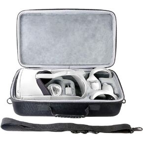 co2CREA Hard Travel Case Replacement for Oculus Meta Quest 2 Advanced All-in-one Virtual Reality Headset for Quest 2 Elite Strap (Black Case + Inside Blue)