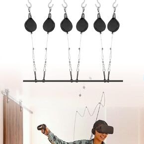 GEEKRIA VR Cable Management Compatible with Meta Quest 2, Quest 3, Quest Pro, PSVR 2, HTC Vive, Vive Pro, HP Reverb G2, PSVR VR Accessories, Drill Free Retractable VR Pulley System 6 Packs in Saudi Arabia