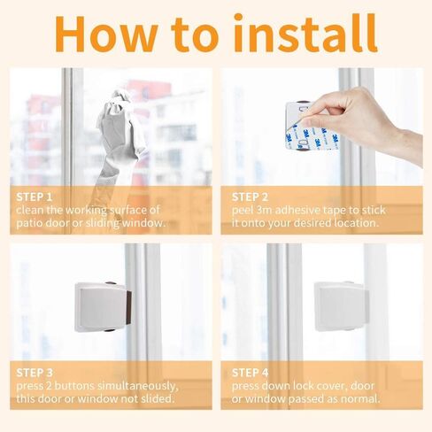 Goodv Child Proof Window Sliding Door Lock 2 Grey Packs (Suit for Working Space Over 0.42in and Under 1.18in) Security Your Baby Safe and Protect Kid outof Dangerous at Home (2, Grey) in Saudi Arabia