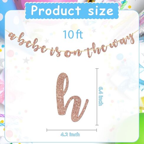 Halodete A Bebe is on the Way Banner, Pregnancy Announcement, Baby Shower, French Welcome Baby Party Decorations Rose Gold Glitter in Kuwait