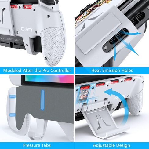 Switch Grip with Upgraded Adjustable Stand, Compatible with Nintendo Switch & OLED, OIVO Asymmetrical Grip with Adjustable Stand and 5 Game Slots-4 Thumb Caps Included in Kuwait