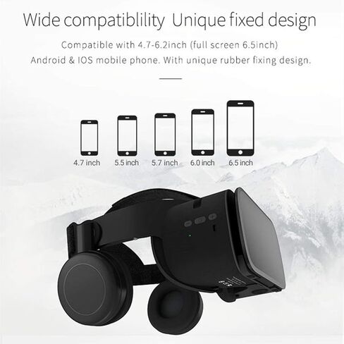3D Virtual Reality Headset, 3D VR Goggle w/Remote for IMAX Movie Video Game, VR Set w/Bluetooth Headphone[Newest] for iOS iPhone 13 12 11 Pro XS XR X, Android Samsung Galaxy S10 S9 S8 S7 Edge, White in Kuwait