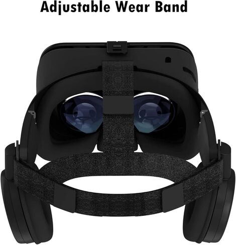 3D Virtual Reality Headset, 3D VR Goggle w/Remote for IMAX Movie Video Game, VR Set w/Bluetooth Headphone[Newest] for iOS iPhone 13 12 11 Pro XS XR X, Android Samsung Galaxy S10 S9 S8 S7 Edge, White in Kuwait