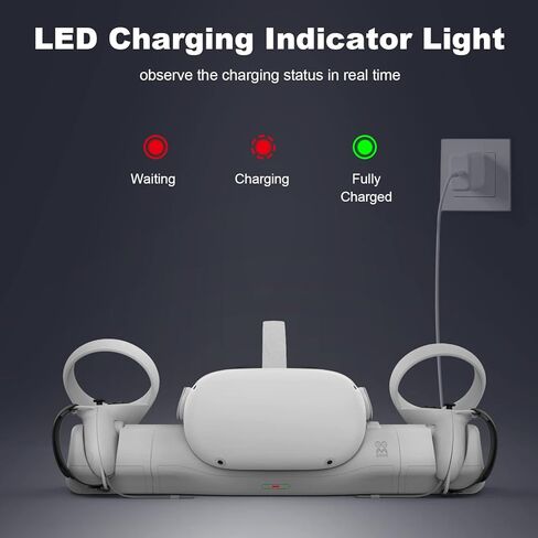 AMVR Upgraded Charging Dock for Meta/Oculus Quest 2, Headset Display Holder and Controller Mount Station, with Magnetic Charging, with Adjustable Wrist Strap Accessories, with 2 Rechargeable Batteries in Saudi Arabia
